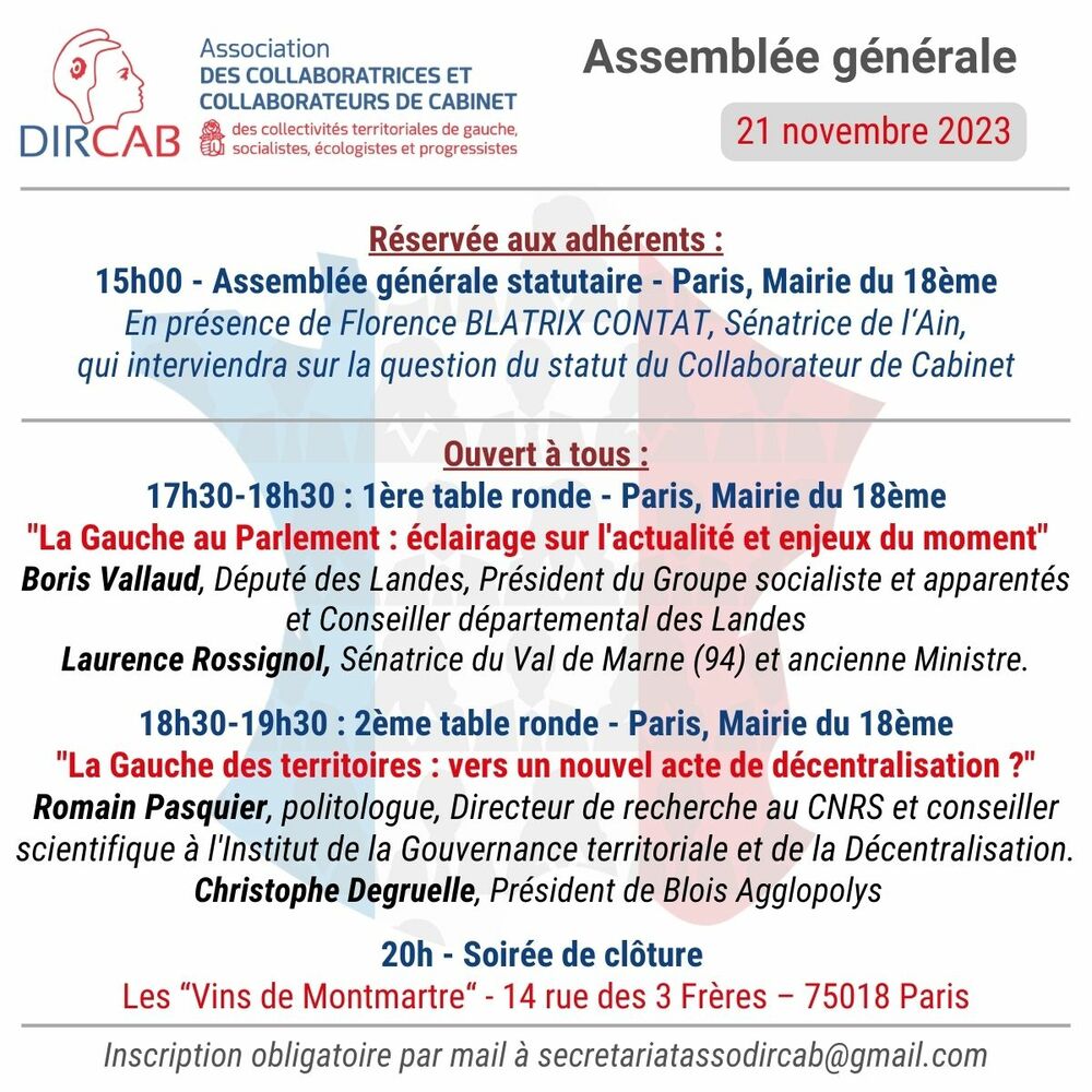 Assemblée générale Ordinaire du 21/11/2023 et Soirée conviviale